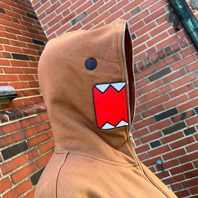 Domo kun Unisex Embroidered Jacket Long Sleeve Zipper Hooded Sweatshirt for Autumn Winter Cardigan - Smarsty