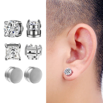 Magnetic Clip Earrings Non Piercing Strong Zircon Studs - Smarsty
