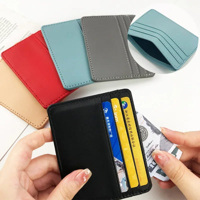 1PCS Man Purses Ultra Thin Mini Business Bank Credit Card Holder Wallet Simple Black Women Small Coin Cards Cover Pouch Case Bag - Smarsty