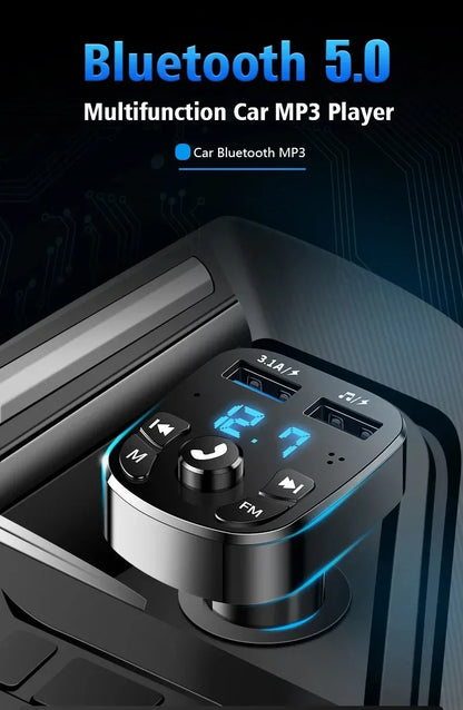 Car Bluetooth FM Transmitter Dual USB Fast Charger - Smarsty