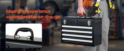 SucceBuy 20.5in Metal Tool Box Portable 4-Drawers Tool Chest with Drawers Locking Multi-Function Tool Organizer for Workshop - Smarsty