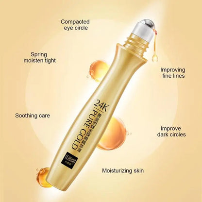 24K Gold Eye Roller Cream for Dark Circles and Puffiness - Smarsty
