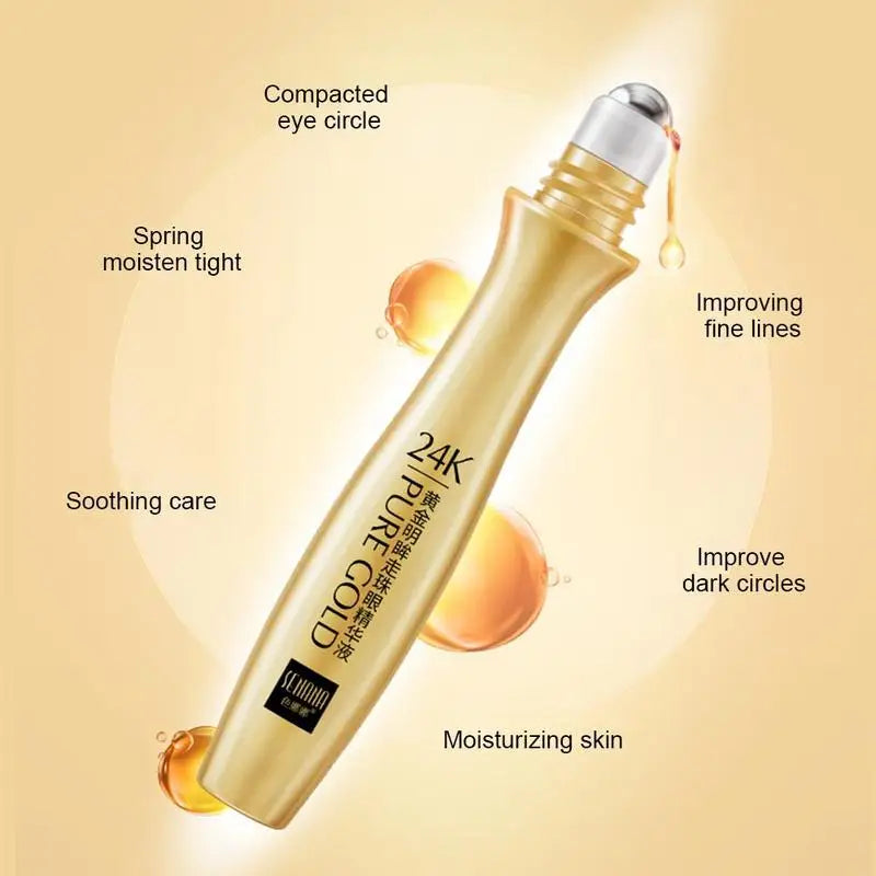 24K Gold Eye Roller Cream for Dark Circles and Puffiness - Smarsty