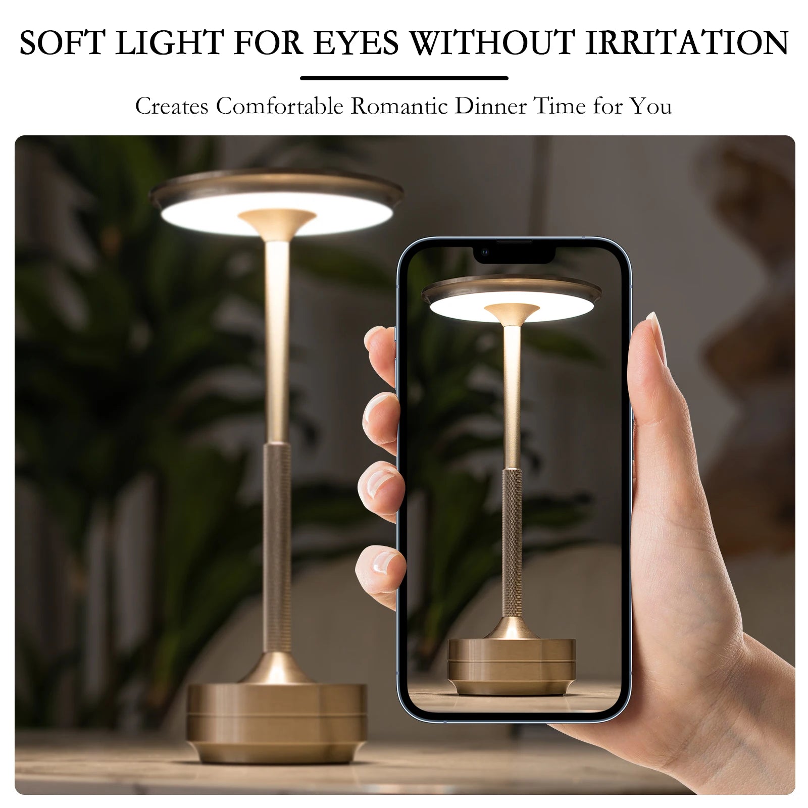 Rechargeable Wireless Table Lamp LED Touch Sensor Desktop Night Light Reading Lamp for Restaurant Hotel Bar Bedroom Decor Light