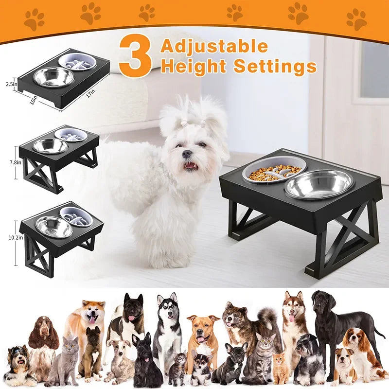 Adjustable Height Elevated Dog Feeding Bowl Stand - Smarsty