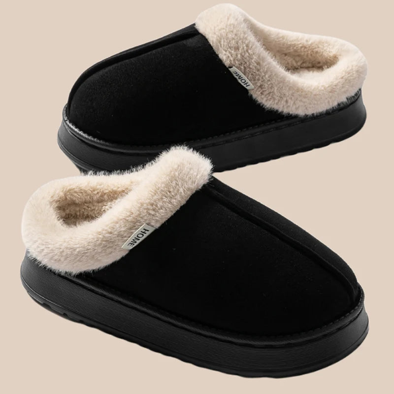 Women's Winter Slippers Non-Slip Indoor House Shoes, Plush Fleece Lined Warm Cotton Slippers with Soft Sole for Home Comfort - Smarsty