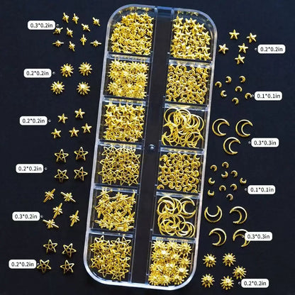 12 Grids Ocean Gold Nail Art Charms for Stunning Manicures - Smarsty