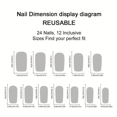 24 Piece Short Square Fake Nails with Colorful French Design - Smarsty