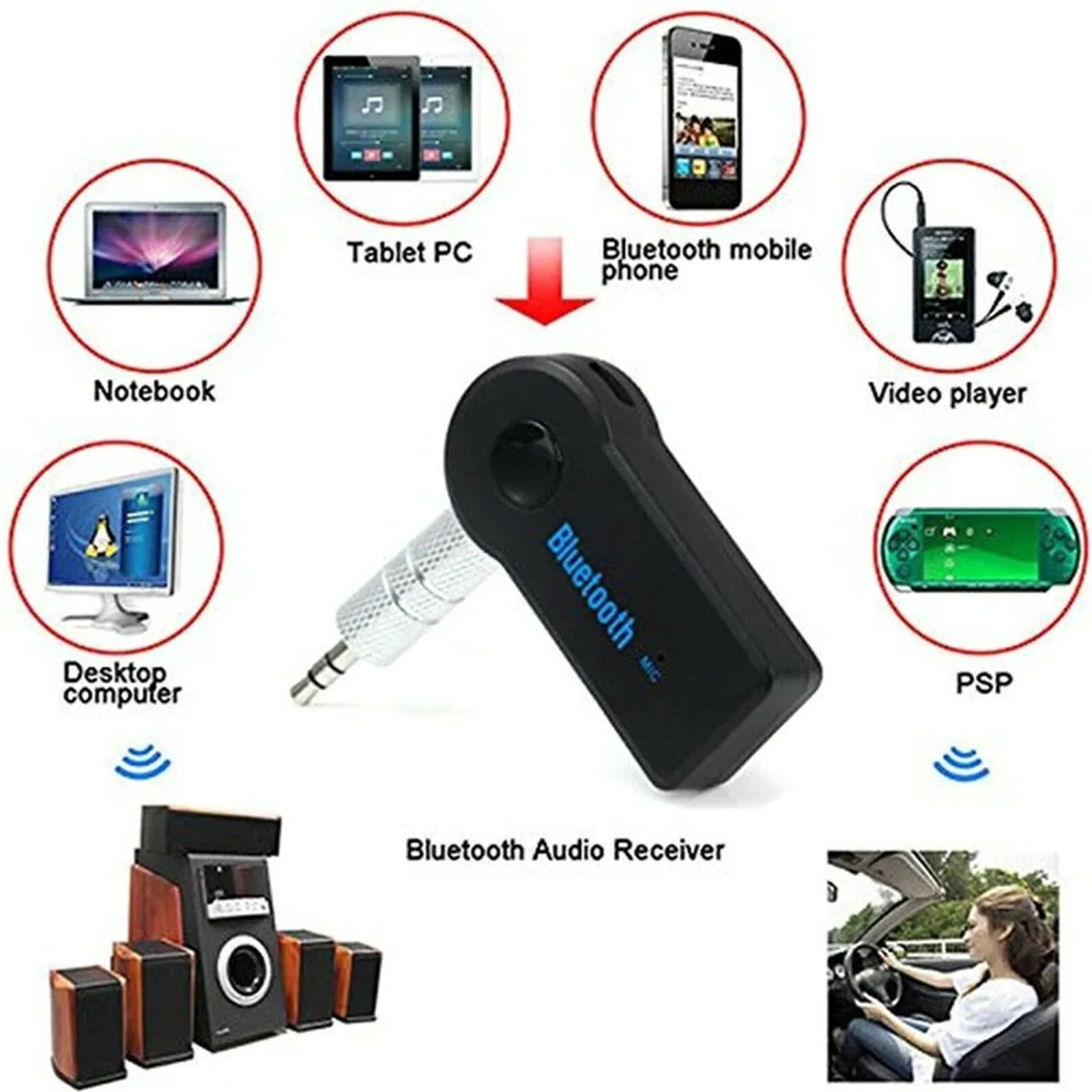 Wireless Bluetooth 5.0 Receiver for Car Audio 3.5mm - Smarsty