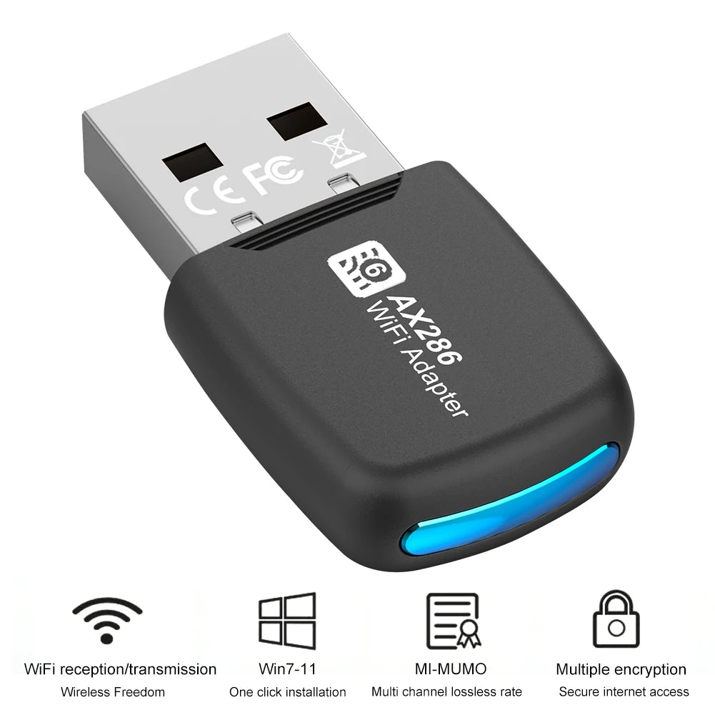 USB WiFi 6 Adapter Mini USB WiFi Card Adapter 2.4GHz 286.8Mbps Wireless Network Receiver For PC/Laptop Windows7/10/11