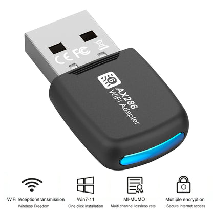 USB WiFi 6 Adapter Mini USB WiFi Card Adapter 2.4GHz 286.8Mbps Wireless Network Receiver For PC/Laptop Windows7/10/11
