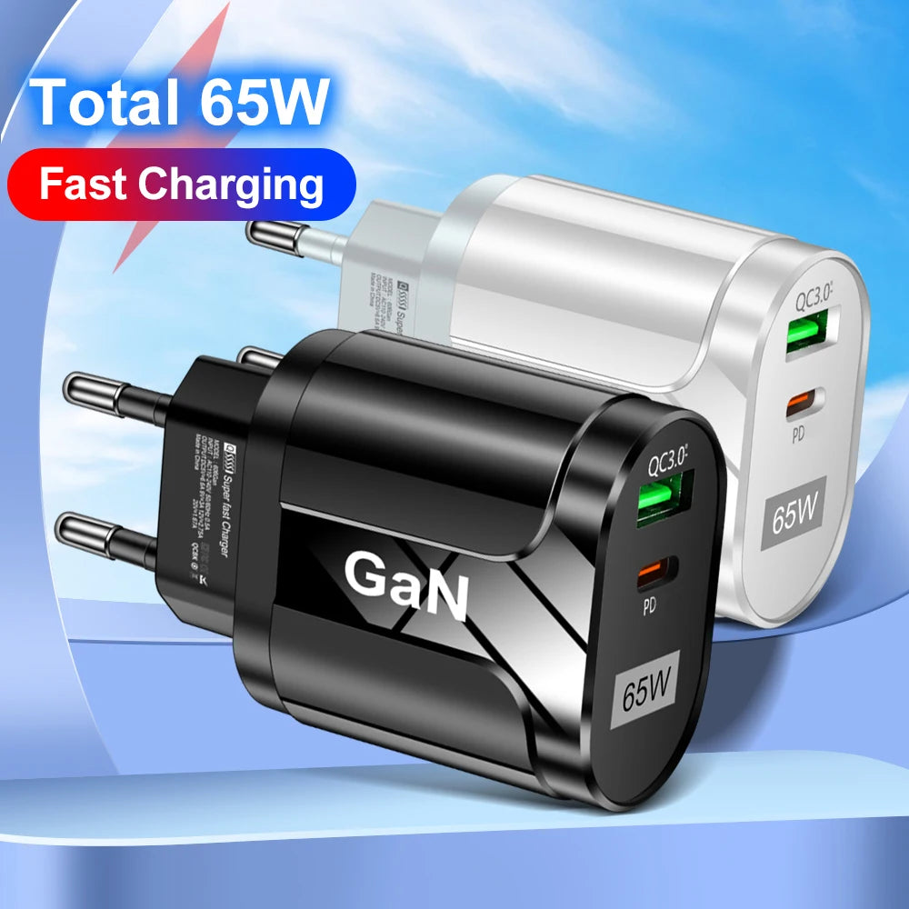 GaN 65W USB C Charger PD Ultra FastCharge For Phones - Smarsty