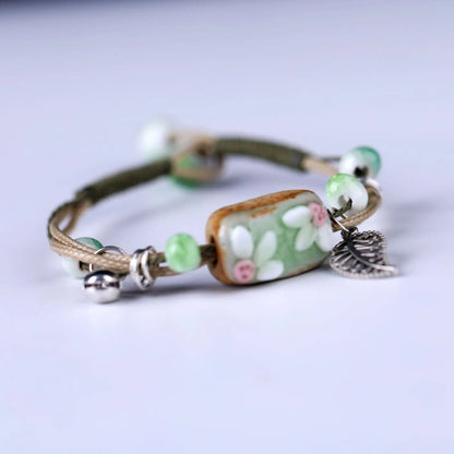 Handmade Boho Leather Charm Bracelet Adjustable Unisex - Smarsty