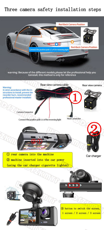 1080P Car Dash Cam Front Rear Night Vision Recording - Smarsty