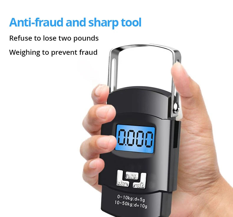 Black Portable Electronic Luggage Scale with LCD Display - Smarsty