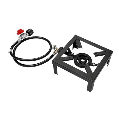8000W Portable Double Burner Outdoor Gas Stove Propane Cooker with Adjustable 0-10Psi Regulator Hose for Patio Camping, BBQ