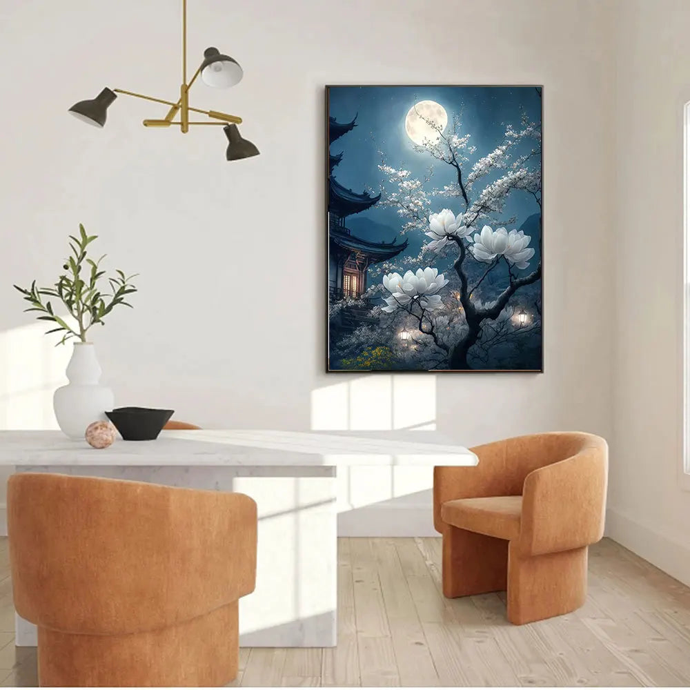 Handmade Moon Flower Diamond Painting for Bedroom Decor - Smarsty
