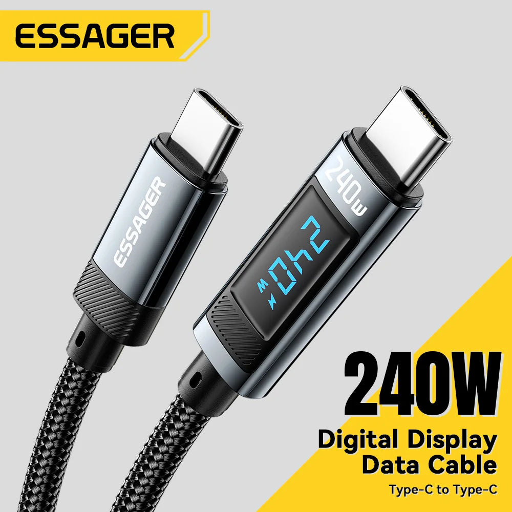 Essager 240W USB Type C To USB C Cable 100W PD 3.1 Fast Charging Charger Wire For Macbook Pro Xiaomi Samsung Laptop USBC Cord 2M - Smarsty