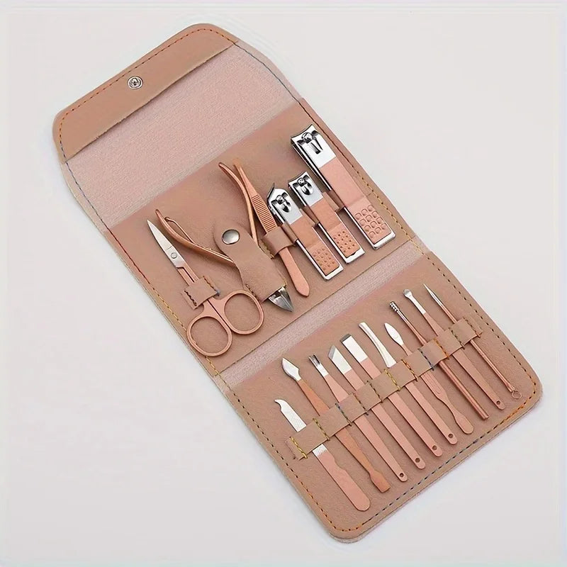 16 Piece Professional Nail Clippers Set with Travel Case - Smarsty