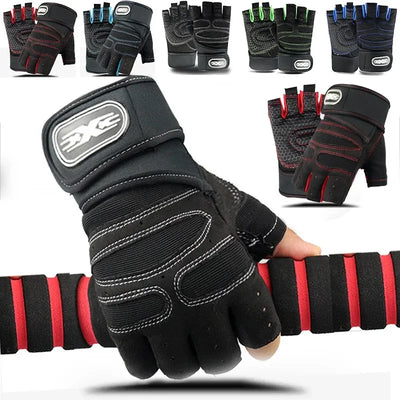 Outdoor Sport Gloves for Men Women Wrist Guard Fitness Gym Cycling Hiking Boxing Exercise Training Workout Long Wrist Fingerless by Smarsty