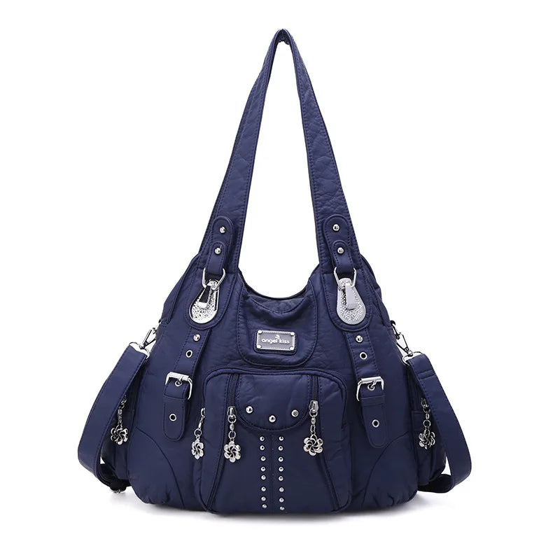 Angelkiss PU Leather Women Shoulder Bag Zipper Closure - Smarsty