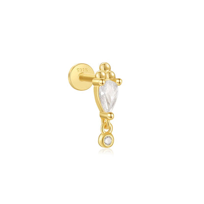 925 Sterling Silver Lotus Tassel Zircon Stud Earrings - Smarsty