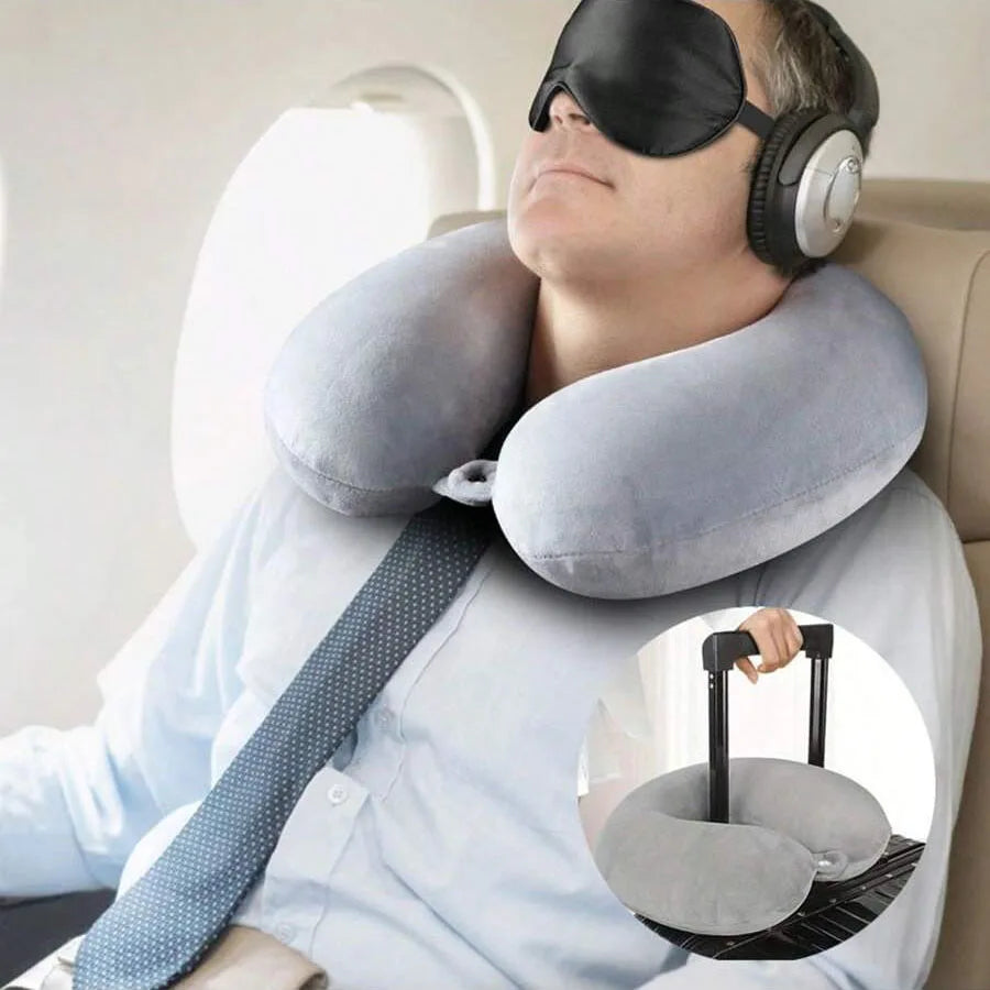 Bamboo Fiber Travel Neck Pillow with Soft Cover - Smarsty