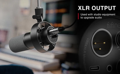 FIFINE USB XLR Microphone with Gain Control and Mute - Smarsty