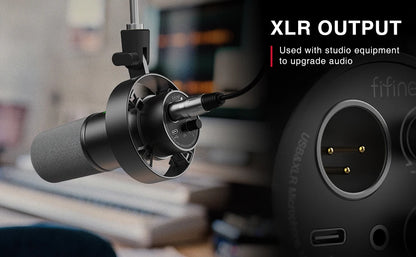 FIFINE USB XLR Microphone with Gain Control and Mute - Smarsty