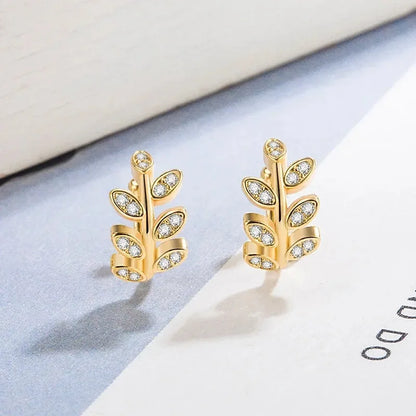 Cute Metal Leaf Earcuff Clip Earrings Comfy No Piercing - Smarsty