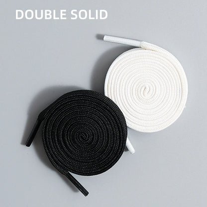 1 Pair Black White Shoe Laces Flat Double Woven Anti-slip Polyester Shoelaces Sports Casual White Shoes Classic Shoelace - Smarsty