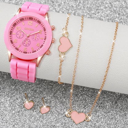 Fashionable Women Quartz Watches Set with Silicone Bands - Smarsty