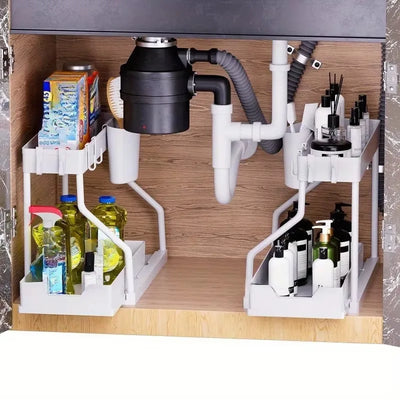 Multi-layer Pull-out Finishing Seasoning Household Kitchen Rack Bathroom Sink Layered Sundries Storage Rack by Smarsty