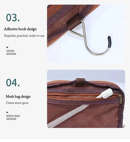 Leather Toiletry Bag for Men Women Dopp Kit Mens Hanging Toiletry Bag Travel Toiletry Bag for Traveling Large Cosmetic Bag for T - Smarsty