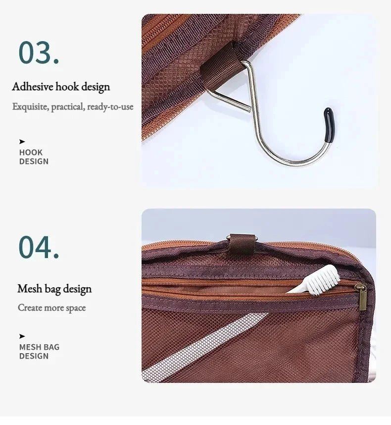 Leather Toiletry Bag for Men Women Dopp Kit Mens Hanging Toiletry Bag Travel Toiletry Bag for Traveling Large Cosmetic Bag for T - Smarsty