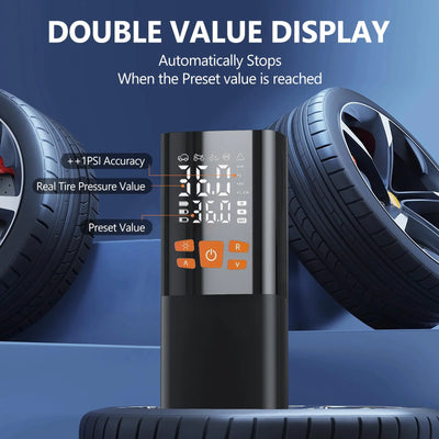 Tire Inflator Portable Air Compressor, Air Pump for Car Tires with LED Lights&Pressure Gauge for Auto, Motorcycles, Bikes, Balls