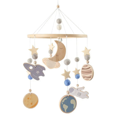 Baby Crib Mobile Bed Bell Rattle Toys Wooden Crochet Stars Pendant Bed Bell Toys Newborn Comfort Crib Bracket Hanging Toys Gifts by Smarsty