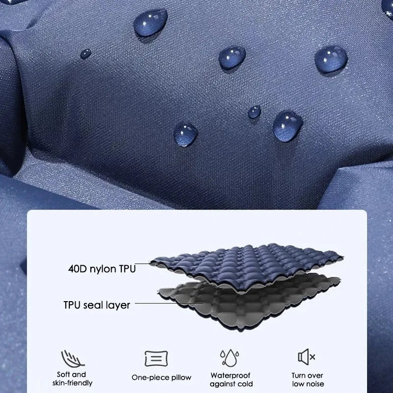 Camping Air Matt Double Sleeping Pad Inflatable Air Mat with Pillow Air Mattress Nature Hike Waterproof Folding Sleeping Mat