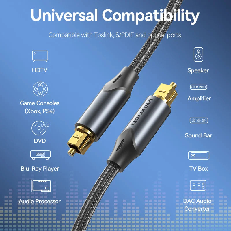 Vention Digital Optical Audio Cable for Superior Sound Quality - Smarsty