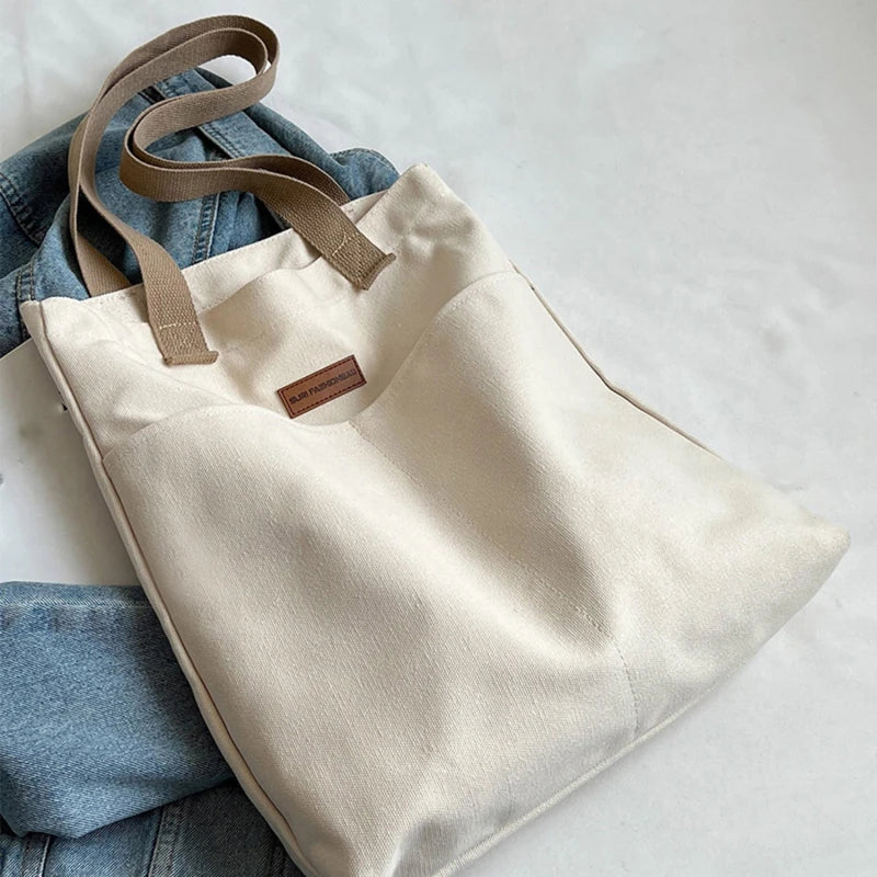 Women Canvas Tote Bag Large Capacity Reusable Shopping Bag - Smarsty