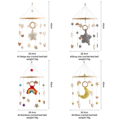 Baby Crib Mobile Bed Bell Rattle Toys Wooden Crochet Stars Pendant Bed Bell Toys Newborn Comfort Crib Bracket Hanging Toys Gifts by Smarsty