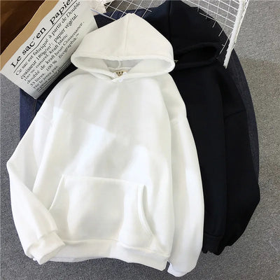 2024Autumn Casual Women's Solid Hoodie Comfortable Strecth Sweatshirts Loose Pocket Warm Clothes Fashion Street Female Pullovers - Smarsty