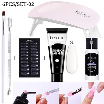 LILYCUTE Nail Gel Set with 6W LED Lamp for Quick Manicure - Smarsty