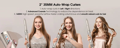 FENTGO Hair Dryer Brush & 5 in 1 Hair Styler, Silver, 110 Volts, 1400 Watts, Ionic Technology, Fast Drying, Multi Styler for Str