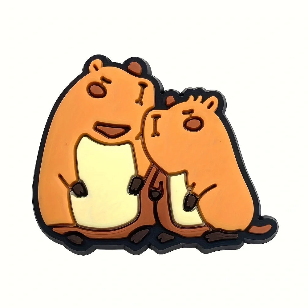 Capybara Animal Relax Funny Cartoon Cute Shoe Charms for Clogs Sandals Decoration Shoe Buckle for Friends Gifts