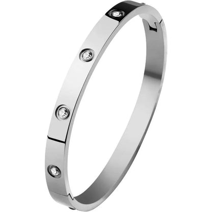 Luxury Stainless Steel Bangle for Women with Crystal - Smarsty