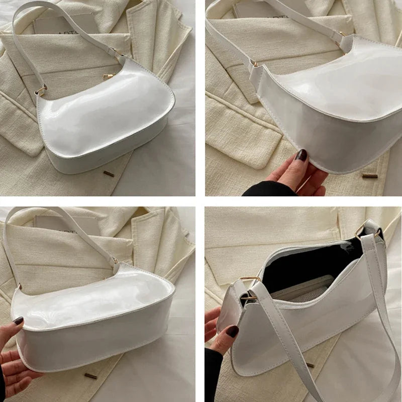 Vintage Patent Leather Shoulder Bag For Women Designer - Smarsty
