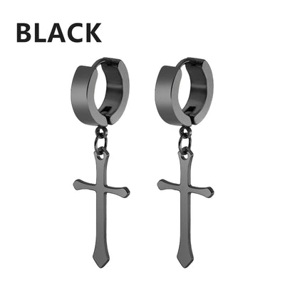 Stainless Steel Cross Dangle Earrings for Men and Women - Smarsty