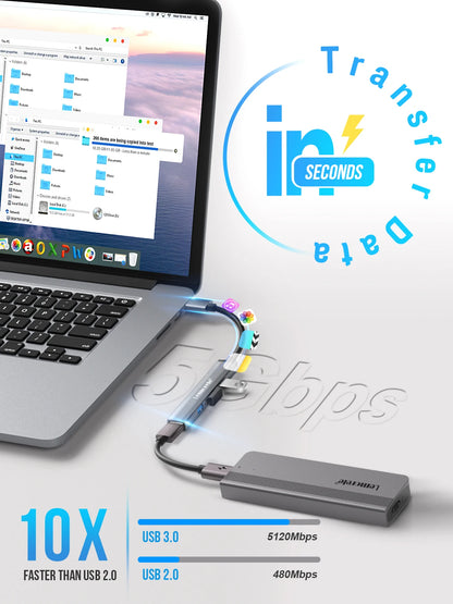 4 Port USB 3.0 Hub Docking Adapter For Laptops And Tablets