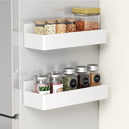 Strong Magnetic Shelves 2 Layers Black White Storage Rack Kitchen Plastic Spice Seasoning Organizer for Refrigerator Microwaves by Smarsty
